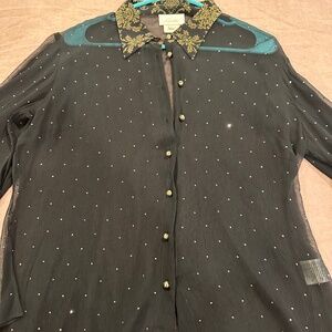 Camilla sheer rhinestone shirt ( new )